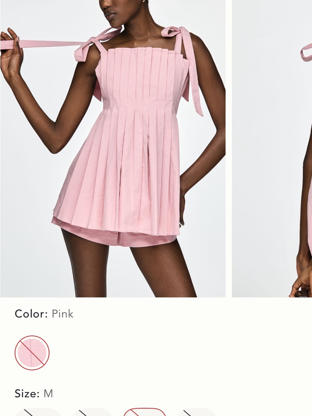 Line & Dot Pink Pleated Tie-Shoulder Mini Dress